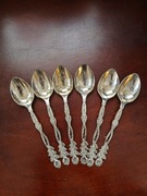 Radzieckie nierdzewne łyżeczki do herbaty z różą 6 sztuk komplet