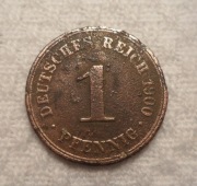 Niemcy Wilhelm II Hohenzollern 1 pfennig fenig 1900 A Berlin Prusy KM# 10