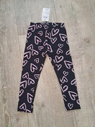 Getry/ legginsy ocieplane,  czarne w serca - rozm 104