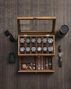 Szkatułka na zegarki 12 miejsc drewniana z szybą