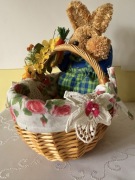 Koszyk wielkanocny wiklinowy zajączek stroik zestaw do święcenia dekoracja