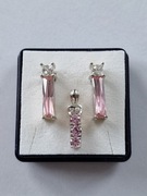 Srebrny komplet z różowymi cyrkoniami pr 925