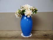 Niebieski szklany wazon 22,5 cm klasyczny duży PRL Huta Szkła Ząbkowice