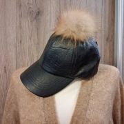 Czapka skórzana jenot naturalny 