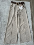 Spodnie beżowe eleganckie szerokie nogawki italy