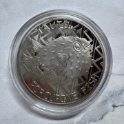 Moneta Tokelau Elżbieta II 5 Dolarów Tautu Porcupine Fish 2021 r.