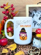 Biały kubek Halloween 450 ml z Halloweenowym nadrukiem  Idealny na prezent!
