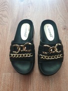 Karino,  klapki skóra, łańcuszki rozm 36