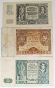 Banknoty polskie lata 1934, 1940,1941