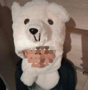 Czapeczka biały miś 