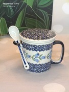 Kubek ceramiczny do parzenia ziół  z łyżeczką ceramika Bolesławiec