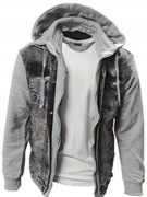 BLUZA MĘSKA KURTKA JEANSOWA GRAFITOWA ROZPINANA Z KAPTUREM TURCJA L