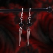 Ręcznie robione kolczyki srebro 925, szklane koraliki, punk goth