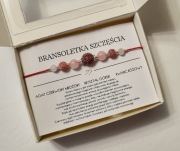 Bransoletka szczęścia agat czerwony kwarc różowy kryształ górski 