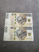 Banknoty 200 zł seria CG 3167501 - 502
