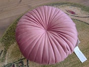 Poduszka ozdobna dekoracyjna okrągła 40cm różowa czerwona marszczona