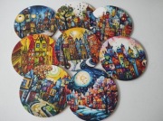 Bajkowe miasteczko nowe podstawki pod kubki 8 sztuk 