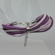Bransoletka Rzemienie eko zamsz drobne fioletowy lila etno lekka Handmade
