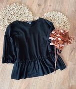 Primark 42XL czarna elegancka prosta basicowa bluzka z rękawem z baskinka