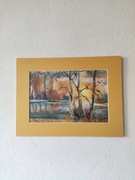 Obraz ręcznie malowany pastelami suchymi. Pejzaż 