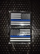 2x Naszywka flaga USA Thin Blue Line POLICE 9x5cm odblaskowa rzep i pętelka