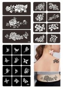 SZABLON DO TATUAŻU KWIATY I MOTYLE 3 ARKUSZE