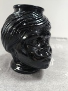 Wazon szklany czarny głowa lata 70 PRL ciężkie szkło, stan bardzo dobry