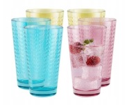 Duże KOLOROWE Szklanki DO DRINKÓW Wody Napojów 6x420ml, Polski producent