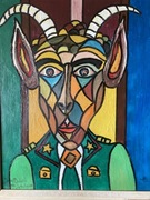 Josef Dubiel von Lerach -„Diabeł” olej na płycie