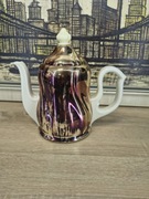 Imbryk z metalową pokrywką typu termos – ceramika, szkliwo lustrowe