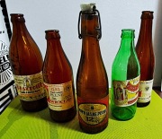 Butelki stare po piwie - zestaw 5 sztuk