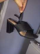 MS Collection Mark Spencer sandały koturn klocek obcas satynowe