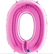 Balon Foliowy Cyfra Różowa Fuksja 0 / 40" - 102 cm - Grabo