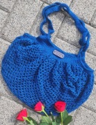 Niebieska paryżanka torba na ramie handmade szydełko 