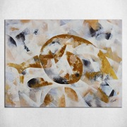 Nowoczesny obraz elegancki beże i złoto