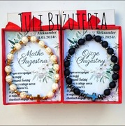 Podziękowania dla Chrzestnych Komunia Święta Różaniec Prezent Box Rodziców