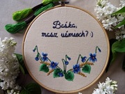 Haft fiołki leśne. Prezent urodziny ślub rocznica