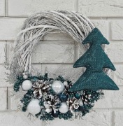 Wianek stroik święta na drzwi wieniec choinka brokatowa dekoracja na drzwi