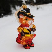 Szklana bombka - Kot w butach - polskie rękodzieło