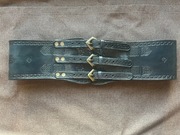 Szeroki ciemnoniebieski skórzany pas dla Wikinga lub Pirata, larp cosplay