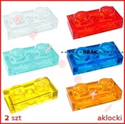 LEGO 3023 PŁYTKA 1x2 Trans biały czerwony niebieski żółty pomarańcz - 2 szt