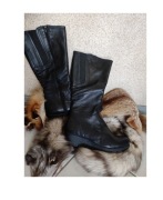 kozaki skórkowe skórzane z prawdziwym futrem  włoska skóra eleganckie