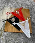 Damskie stringi z kryształkami