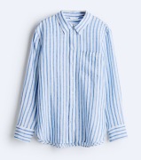 H&M Premium__Koszula lniana biała w paski __ S/36  100% LEN