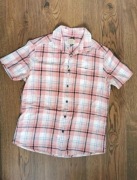 Koszula w kratkę na krótki rękaw, bawełna i len, rozmiar M