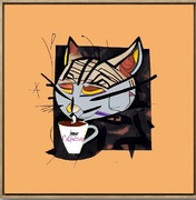 Autorski, sygnowany, oryginalny plakat "Catpuccino"