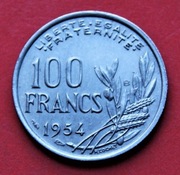 100 Franków  1954  B  r  -  Francja     stan !!