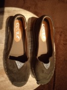 Espadryle zielone/khaki, platforma 4cm, r. 36,5
