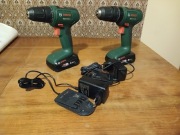 Bosch - 2 wiertarki, torba, 2 baterie oraz bity, wiertła i przedłużki