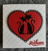 Kartka walentynkowa ręcznie robiona koty kotki